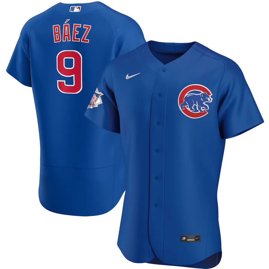 Mens Chicago Cubs #9 Javier Baez Nike Royal Alternate Authentic Player MLB Jerseys